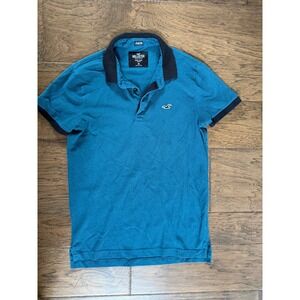 Hollister Preppy Epic Flex Stretch Polo Shirt Teal XS Short Slv